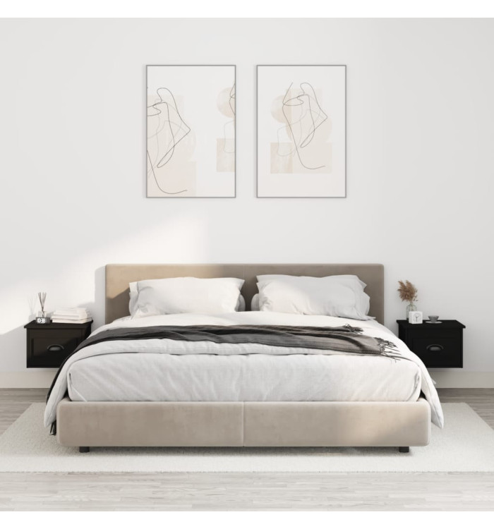Tables de chevet murales 2 pcs noir 41,5x36x28 cm | Mobilier & Déco