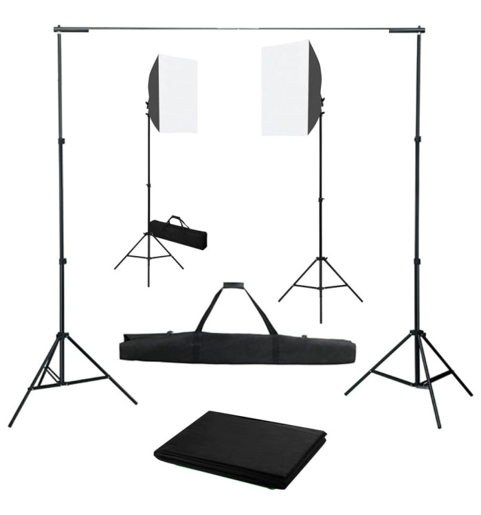 Kit de studio photo avec boîtes à lumière et toile de fond | Mobilier & Déco