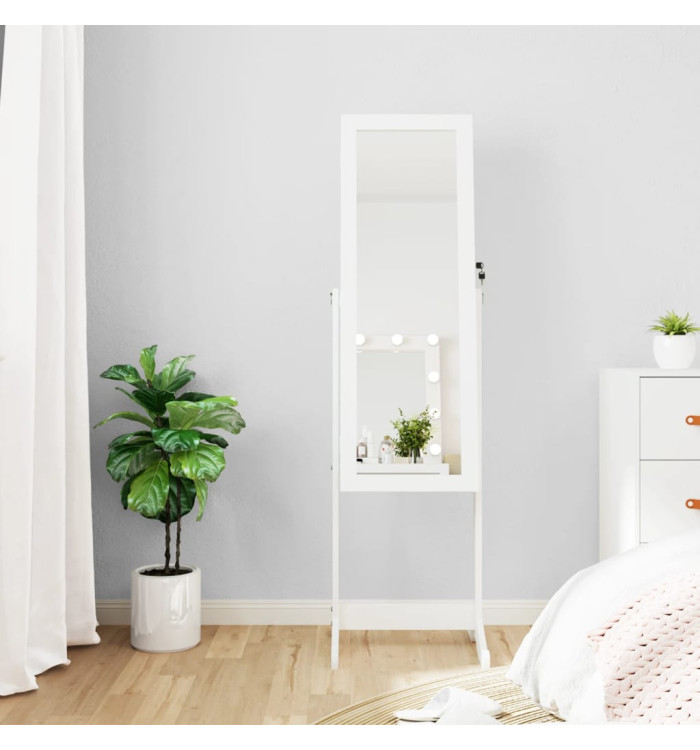 Armoire à bijoux miroir avec lumières LED sur pied blanc | Mobilier & Déco