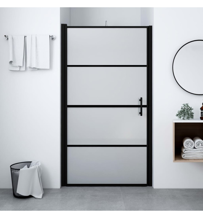 Porte de douche verre trempé dépoli 100x178 cm noir | Mobilier & Déco