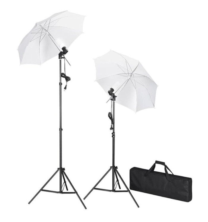 Kit de studio photo avec lampes pieds et parapluies | Mobilier & Déco