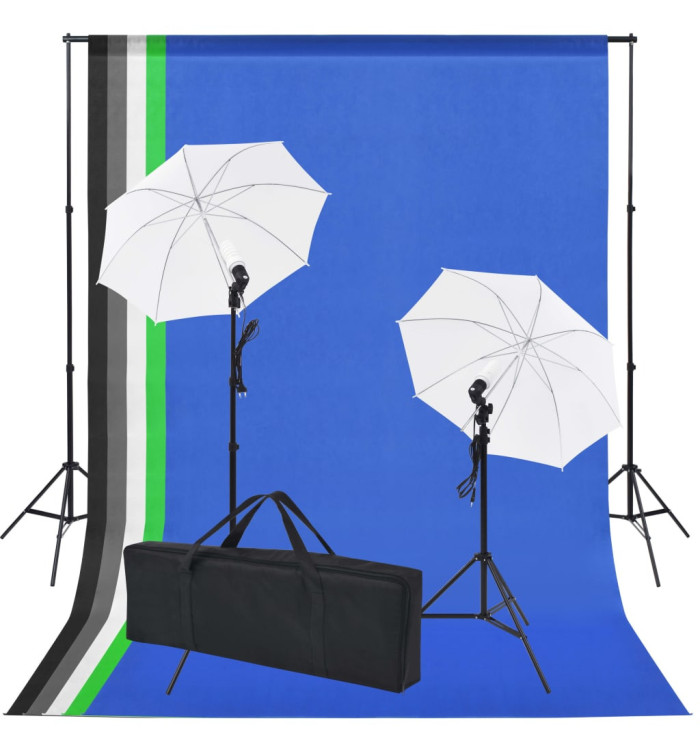 Kit de studio photo 5 toiles de fond colorées et 2 ombrelles | Mobilier & Déco