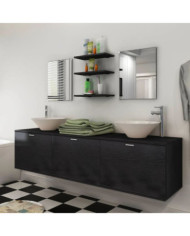 8 pièces de mobilier de salle de bain et lavabo Noir | Mobilier & Déco