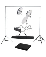Kit de studio photo avec ensemble d'éclairage et toile de fond | Mobilier & Déco