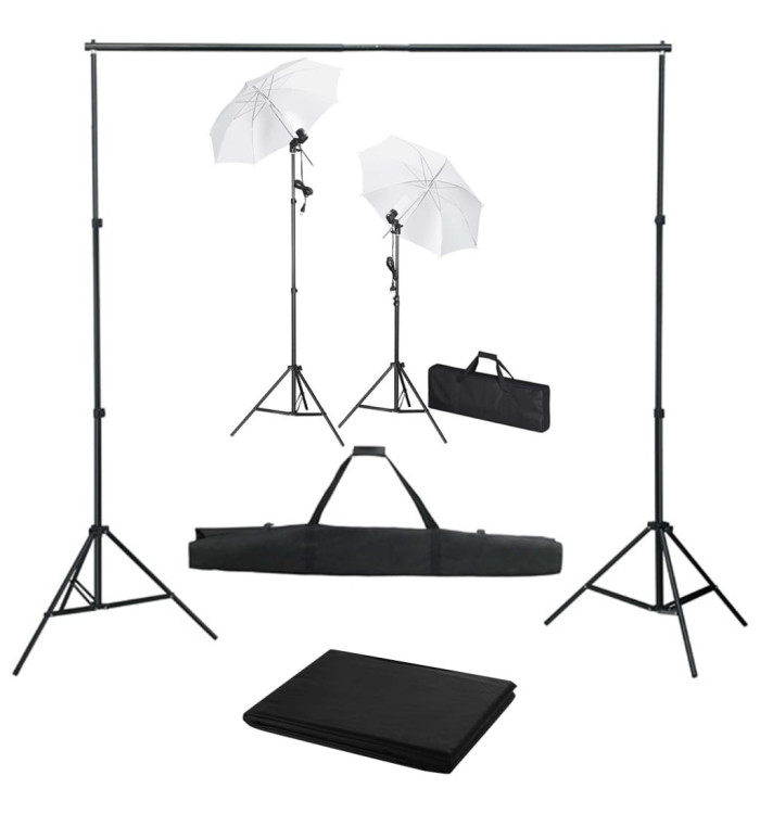 Kit de studio photo avec toile de fond lampes et parapluies | Mobilier & Déco