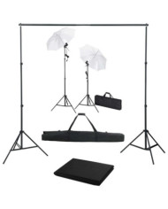 Kit de studio photo avec toile de fond lampes et parapluies | Mobilier & Déco