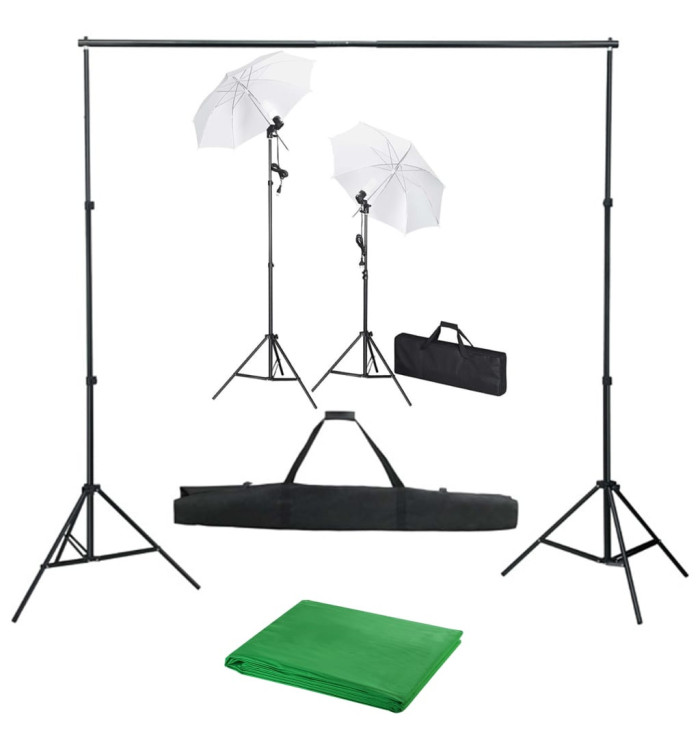 Kit de studio photo avec toile de fond lampes et parapluies | Mobilier & Déco