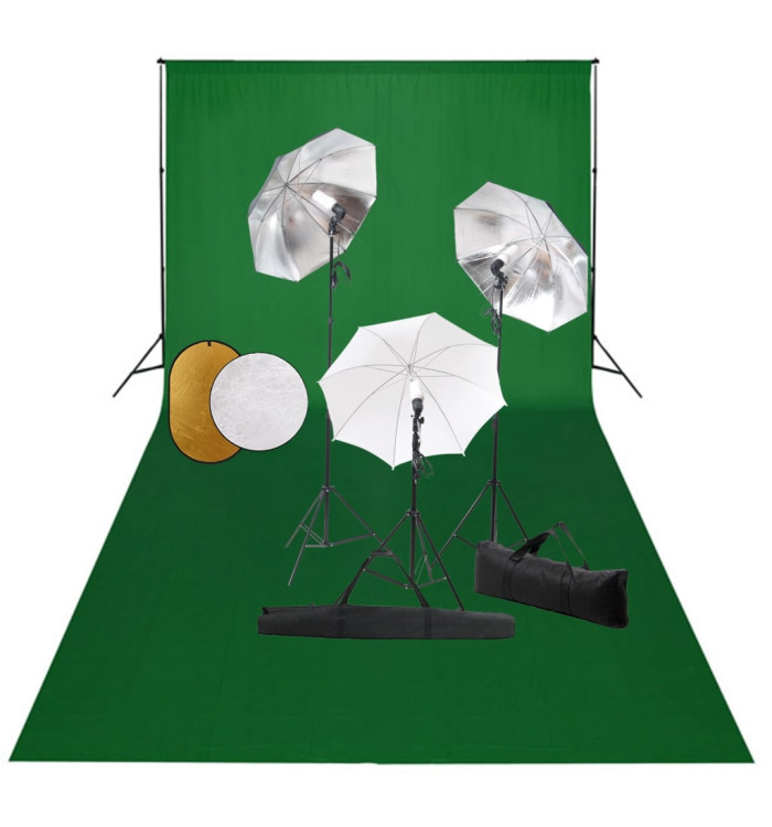 Kit de studio photo avec lampes toile de fond et réflecteur | Mobilier & Déco