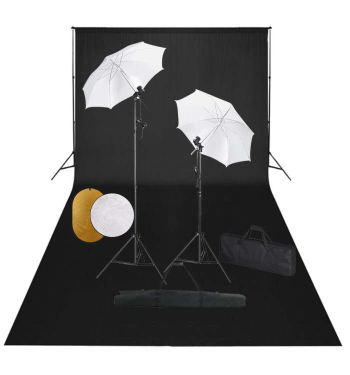Kit de studio photo avec lampes toile de fond et réflecteur | Mobilier & Déco