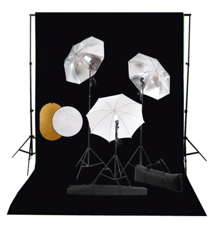 Kit de studio photo avec lampes toile de fond et réflecteur | Mobilier & Déco