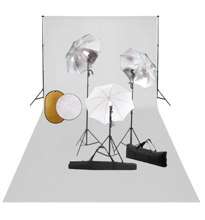 Kit de studio photo avec lampes toile de fond et réflecteur | Mobilier & Déco