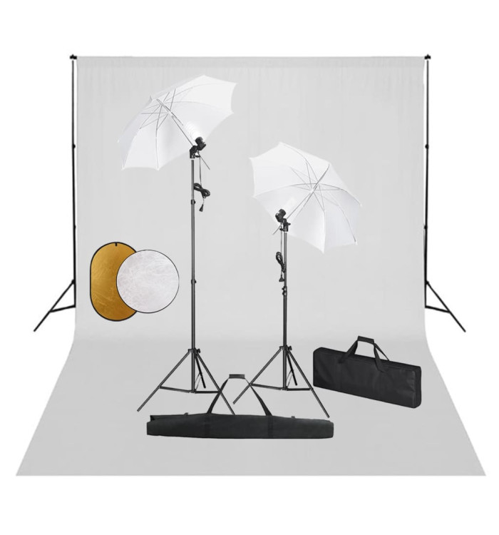 Kit de studio photo avec lampes toile de fond et réflecteur | Mobilier & Déco