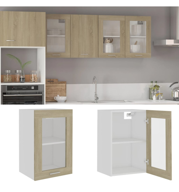 Armoire en verre suspendue "Lyon" Chêne sonoma | Mobilier & Déco