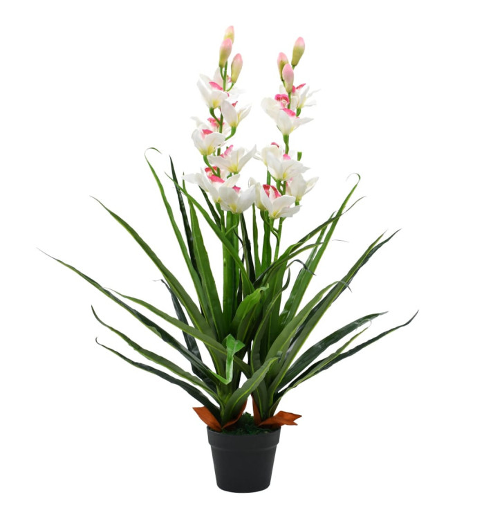 Plante artificielle Orchidée Cymbidium avec pot 100 cm Vert | Mobilier & Déco