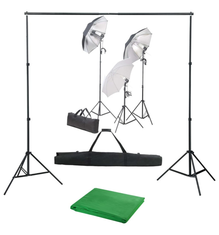 Kit de studio photo avec ensemble d'éclairage et toile de fond | Mobilier & Déco