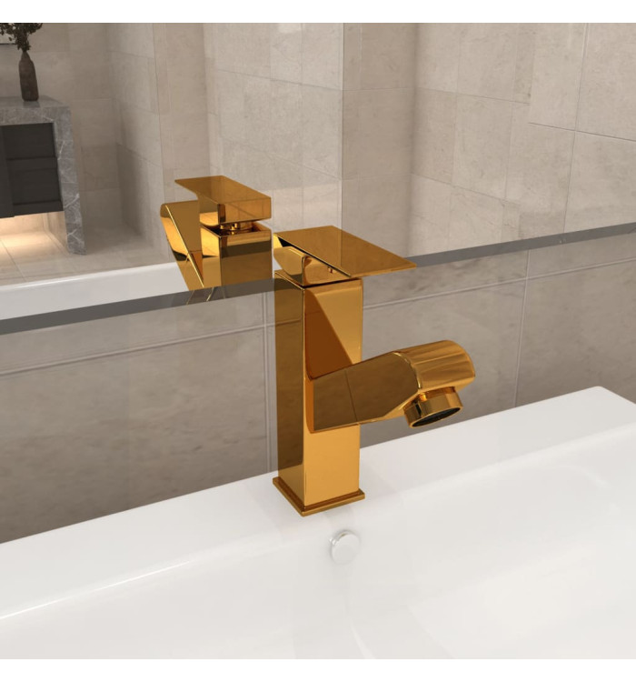 Robinet de lavabo rétractable Finition dorée 157x172 mm | Mobilier & Déco