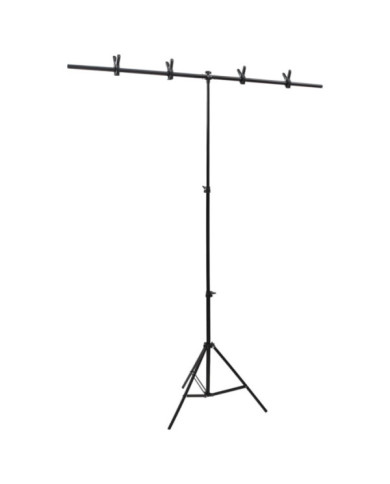 Support de fond en forme de T Noir 151x60x(70-200) cm | Mobilier & Déco
