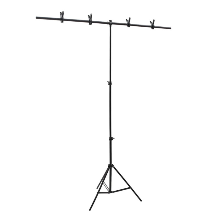 Support de fond en forme de T Noir 151x60x(70-200) cm | Mobilier & Déco