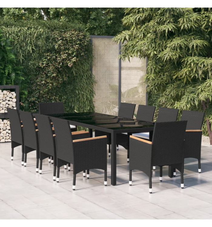 Ensemble à dîner de jardin 11 pcs Résine tressée Noir | Mobilier & Déco