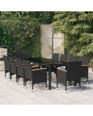 Ensemble à dîner de jardin 11 pcs Résine tressée Noir | Mobilier & Déco