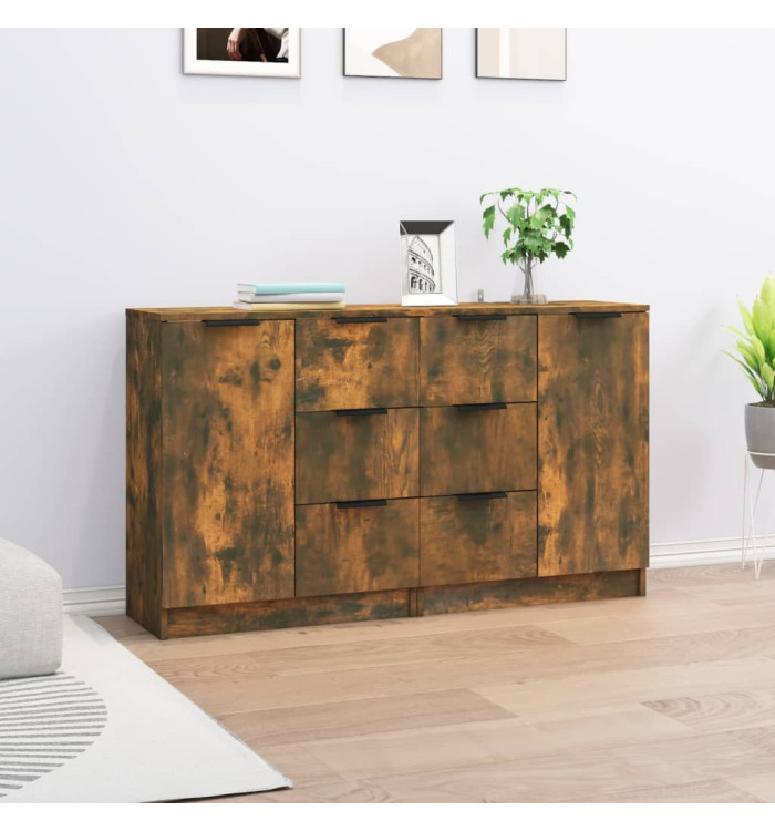 Buffets 2 pcs Chêne fumé 60x30x70 cm Bois d'ingénierie | Mobilier & Déco