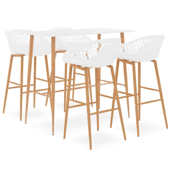 Ensemble de bar 5 pcs Blanc | Mobilier & Déco