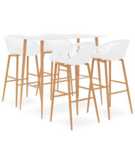 Ensemble de bar 5 pcs Blanc | Mobilier & Déco