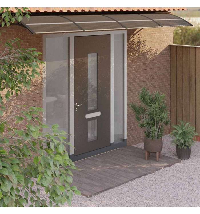 Auvent de porte Noir 350x75 cm Polycarbonate | Mobilier & Déco