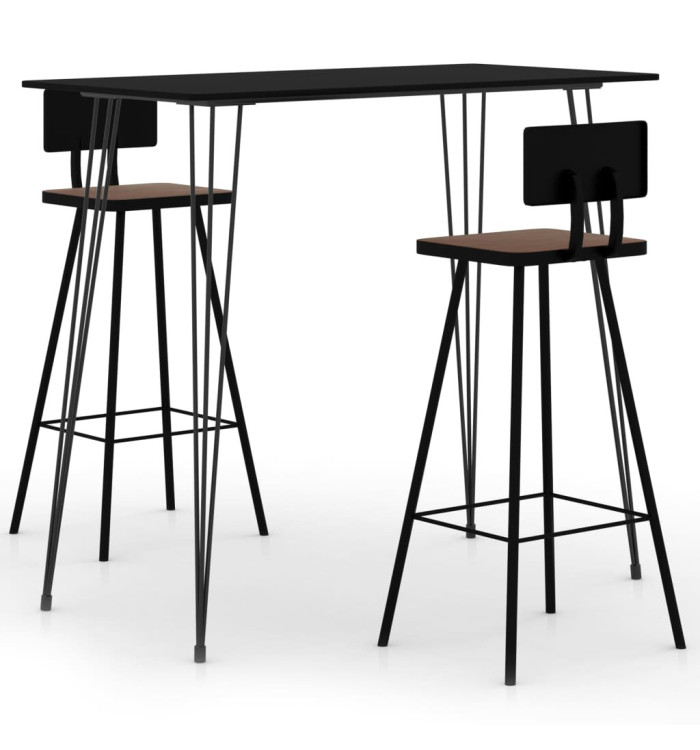 Ensemble de bar 3 pcs Noir | Mobilier & Déco