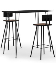 Ensemble de bar 3 pcs Noir | Mobilier & Déco