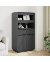 Buffet haut Gris 60x40x116,5 cm Bois massif de pin | Mobilier & Déco