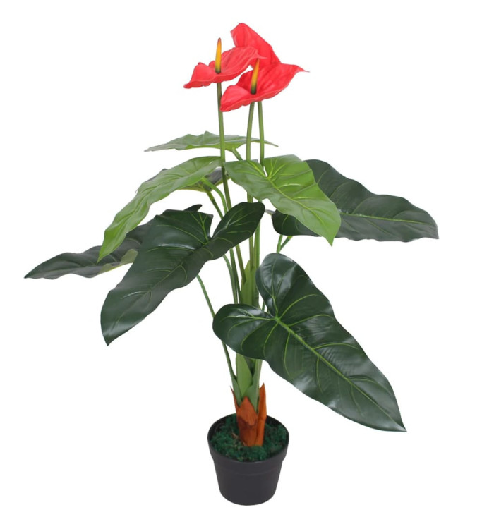 Plante artificielle avec pot Anthurium 90 cm Rouge et Jaune | Mobilier & Déco