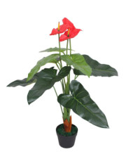 Plante artificielle avec pot Anthurium 90 cm Rouge et Jaune | Mobilier & Déco