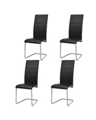 Chaises à manger cantilever lot de 4 noir similicuir | Mobilier & Déco