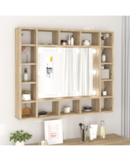 Armoire de miroir avec LED Chêne sonoma 91x15x76,5 cm | Mobilier & Déco