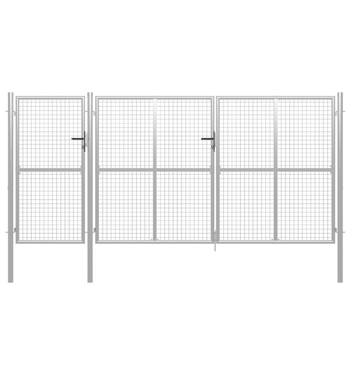 Portail de jardin Acier 400 x 150 cm Argenté | Mobilier & Déco
