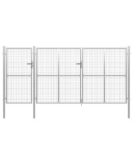 Portail de jardin Acier 400 x 150 cm Argenté | Mobilier & Déco