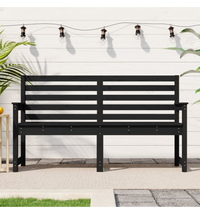 Banc de jardin noir 159,5x48x91,5 cm bois massif de pin | Mobilier & Déco