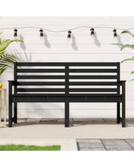 Banc de jardin noir 159,5x48x91,5 cm bois massif de pin | Mobilier & Déco