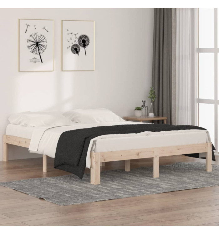 Cadre de lit sans matelas bois massif 150x200 cm | Mobilier & Déco