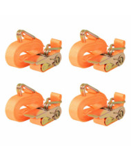 Sangle d’arrimage à cliquet 4 pcs 0,4 tonne 6 m x 25 mm Orange | Mobilier & Déco
