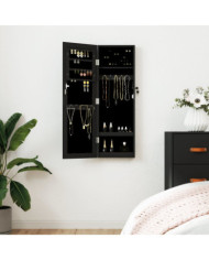Armoire à bijoux avec miroir murale noir 30x8,5x90 cm | Mobilier & Déco