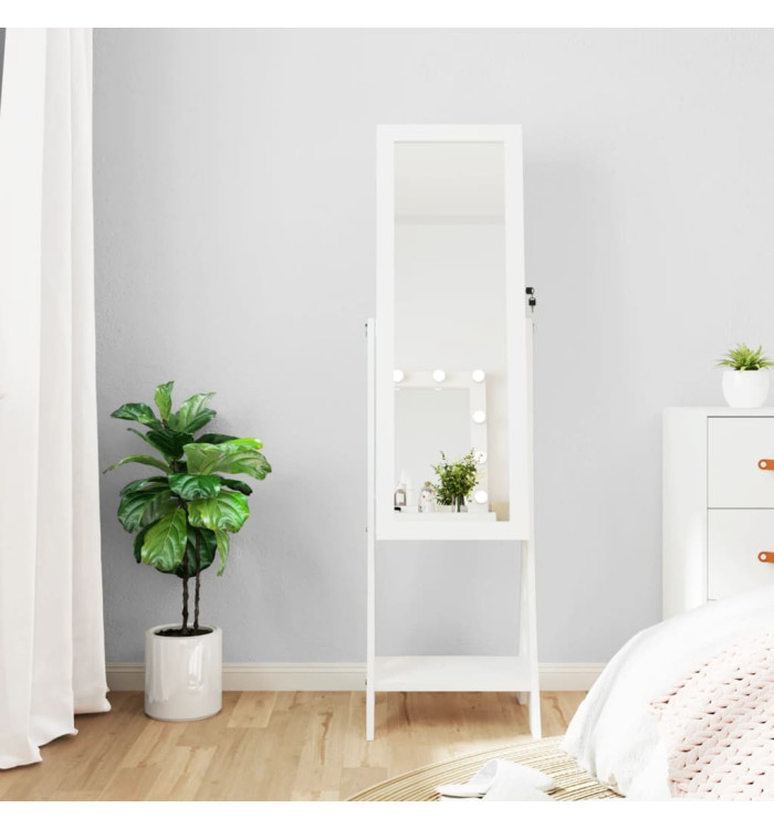 Armoire à bijoux miroir avec lumières LED sur pied blanc | Mobilier & Déco