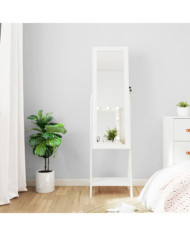 Armoire à bijoux miroir avec lumières LED sur pied blanc | Mobilier & Déco