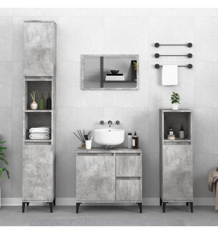Armoire de salle de bain gris béton 30x30x190 cm | Mobilier & Déco