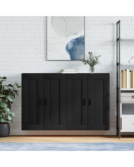 Armoires murales 2 pcs noir bois d'ingénierie | Mobilier & Déco