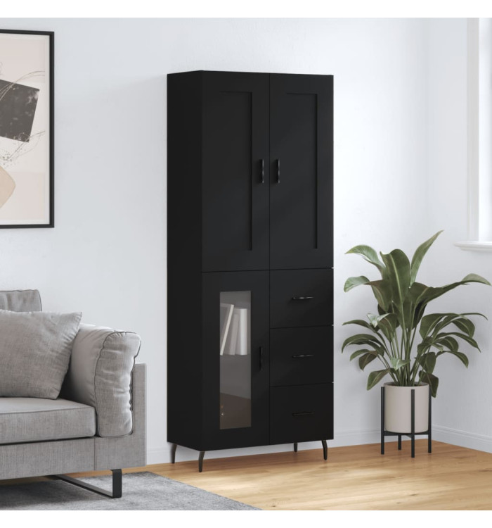Buffet haut Noir 69,5x34x180 cm Bois d'ingénierie | Mobilier & Déco