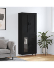 Buffet haut Noir 69,5x34x180 cm Bois d'ingénierie | Mobilier & Déco