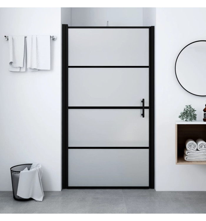 Porte de douche verre trempé dépoli 81x195 cm noir | Mobilier & Déco