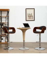 Chaises de bar lot de 2 gris bois courbé et tissu | Mobilier & Déco